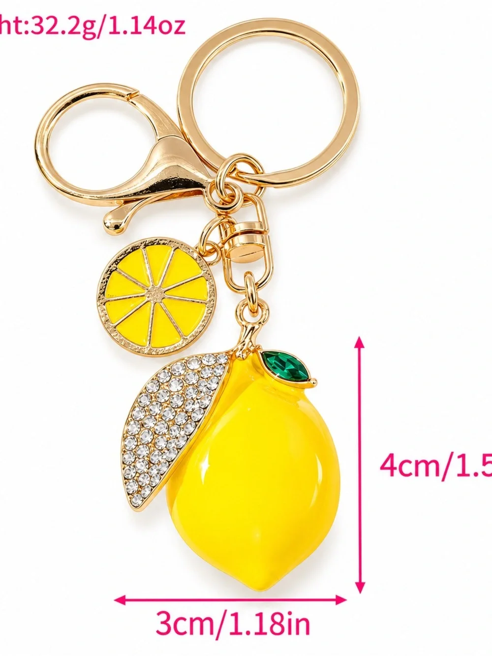 Yellow Lemon Charm Keychain Wristlet - Women Jewelry